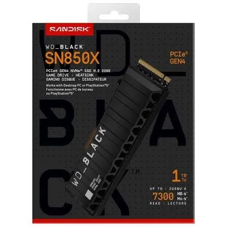 WD SN850X 1TB Internal SSD PCIe Gen 4 x4 NVMe with Heatsink for PS5 & Desktops